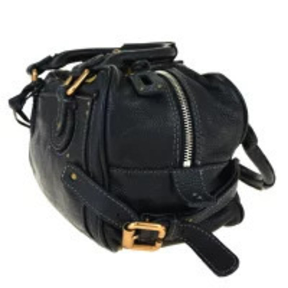 Chloe Handbag Leather Shoulder Black Bag Padlock Paddington Black